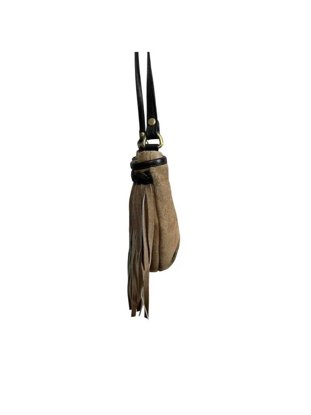 Suede Fringe Crossbody Bag Brown Boho Western Leather Strap